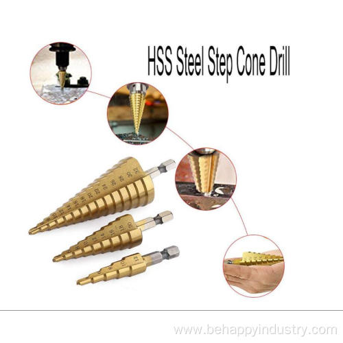 3PCS High-Speed Steel Step Drill Bit Set